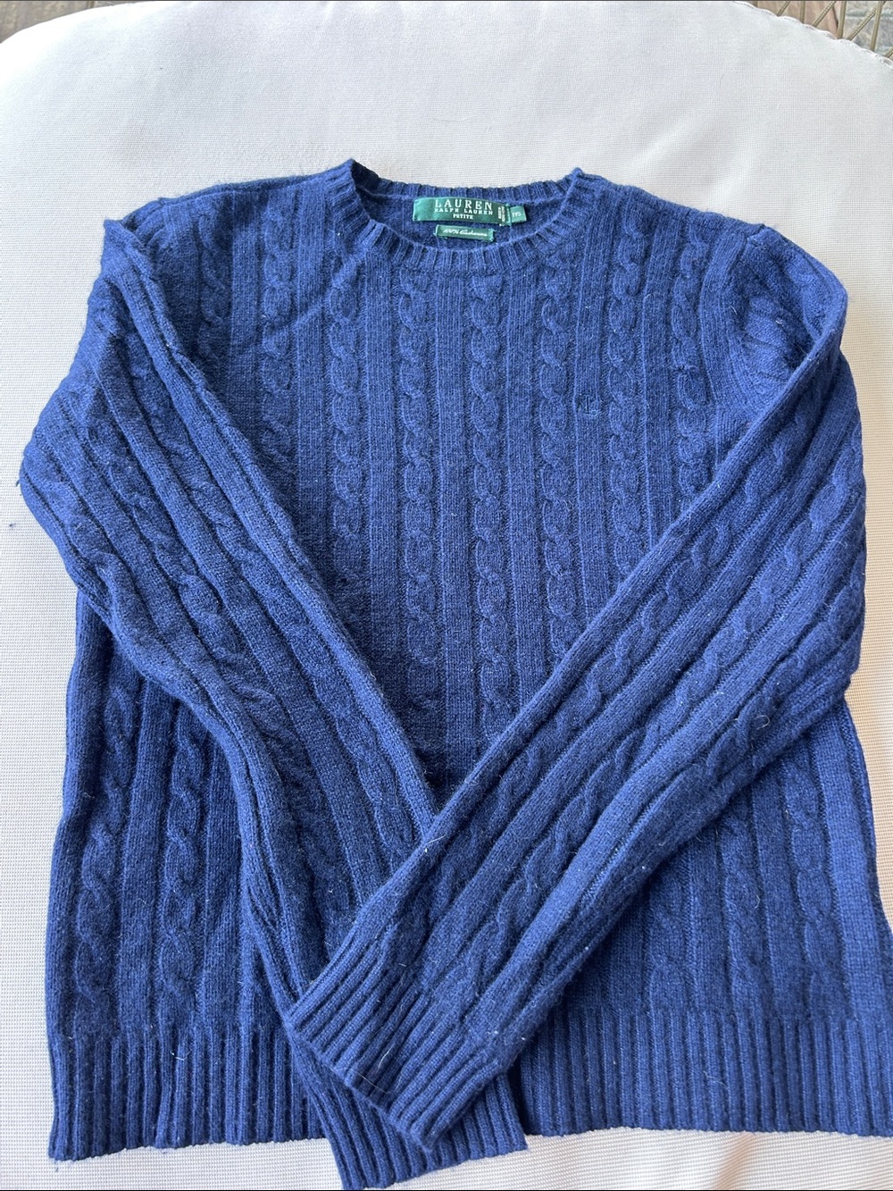 Lauren Ralph Lauren Navy Cable-Knit Crewneck Sweater